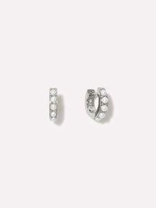 Pearl Huggie Hoops - Ashley Silver | Sterling Silver | Glass Pearls
