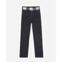 Straight-Cut Jeans With Western Belt | Women | Black