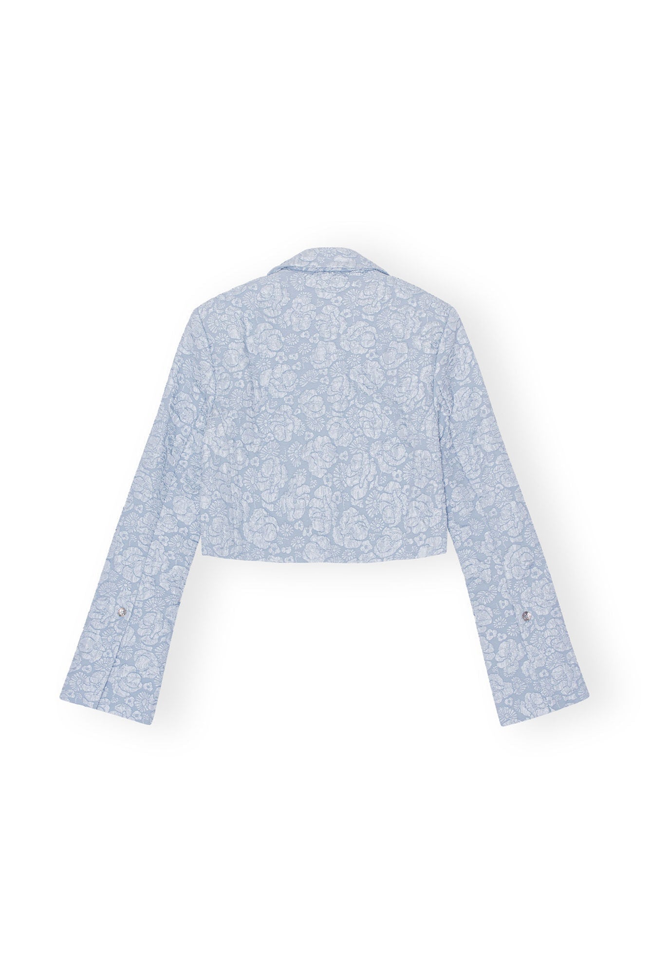 Stretch Jacquard Cropped Blazer | Sky Blue