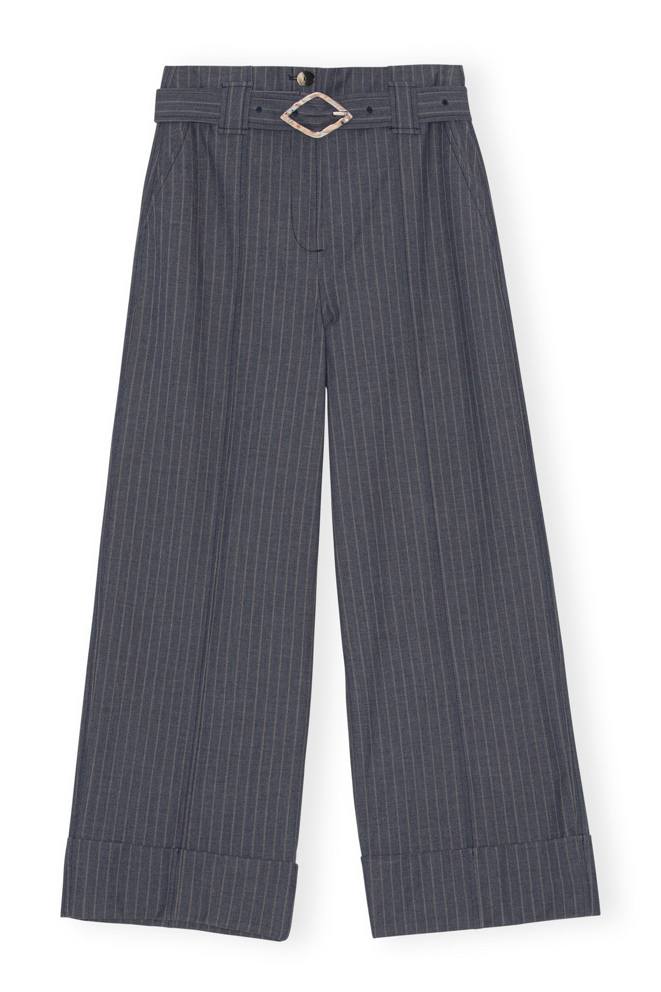 Stripe Wide Leg Trousers | Sky Captain