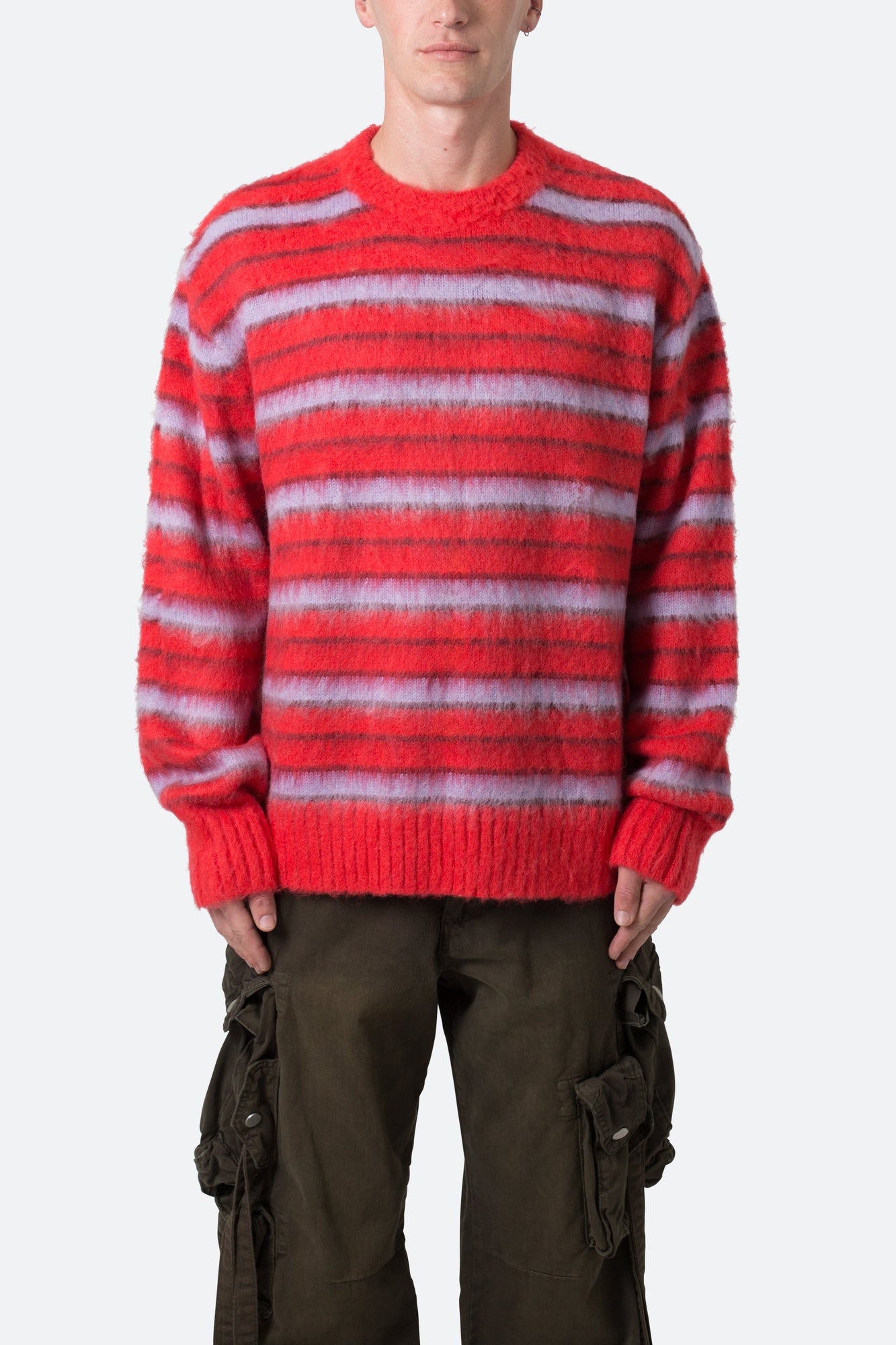 Striped Mohair Sweater | Red