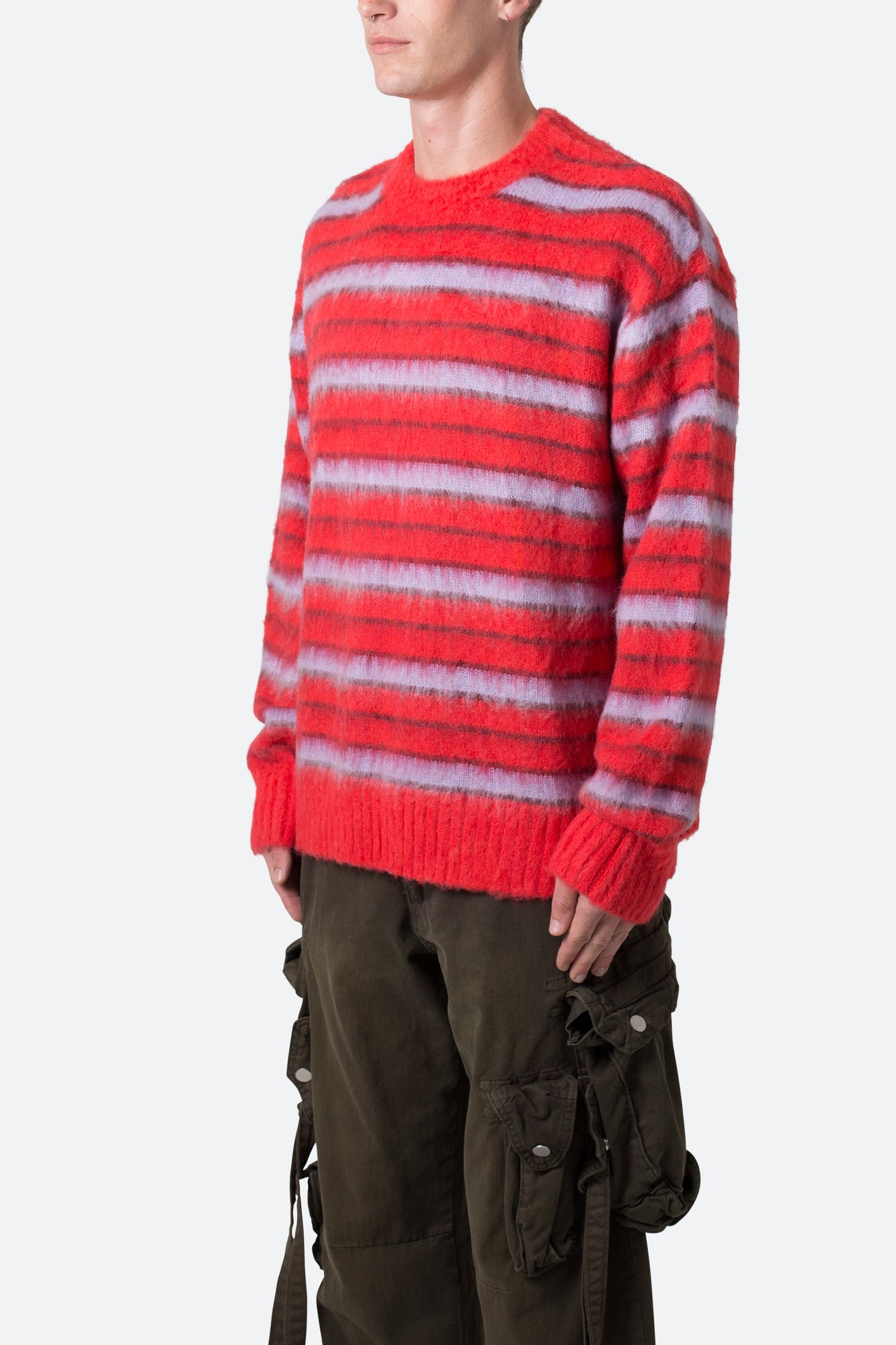 Striped Mohair Sweater | Red
