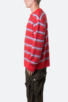 Striped Mohair Sweater | Red