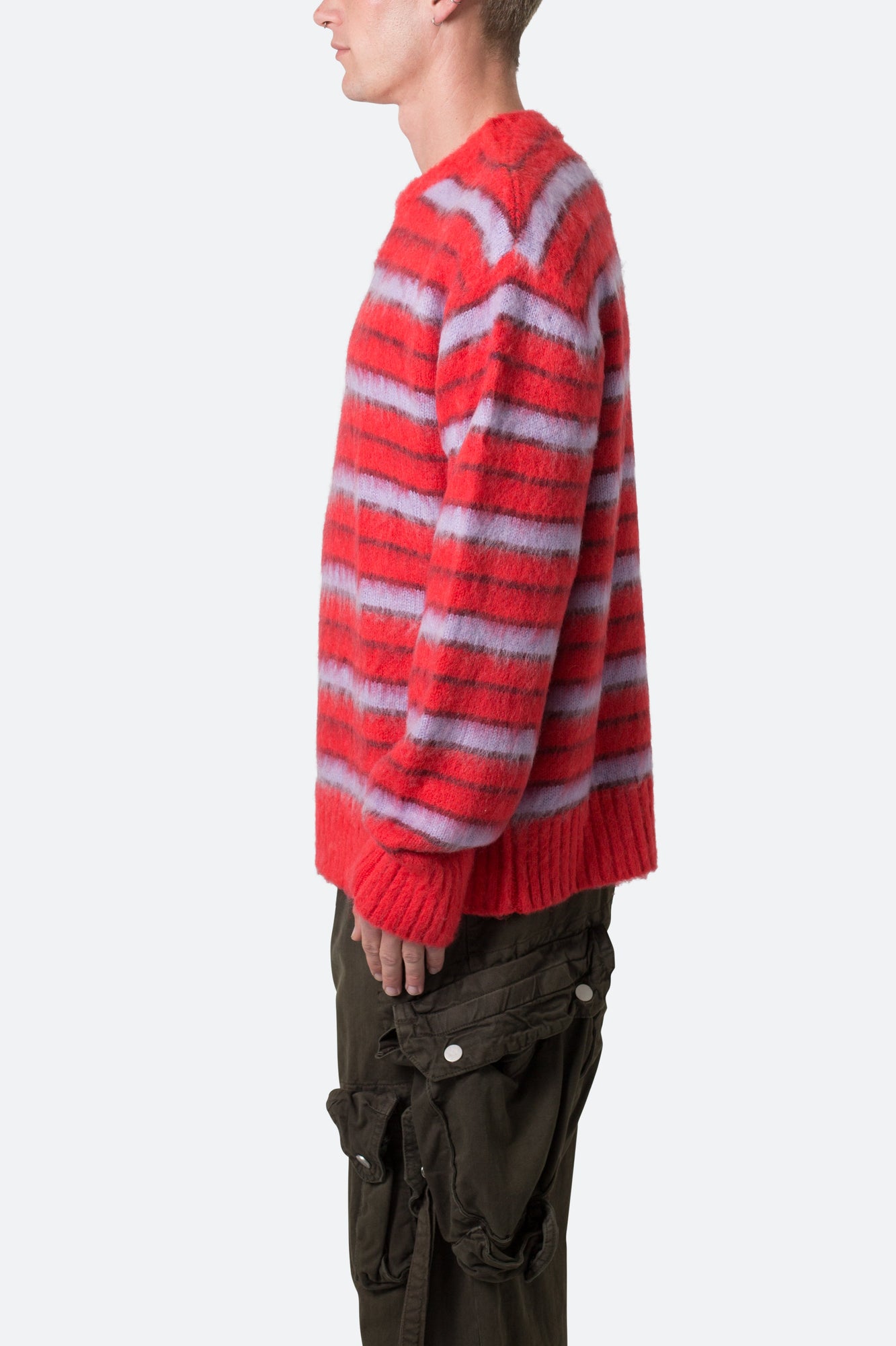 Striped Mohair Sweater | Red