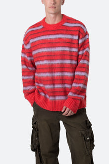 Striped Mohair Sweater | Red