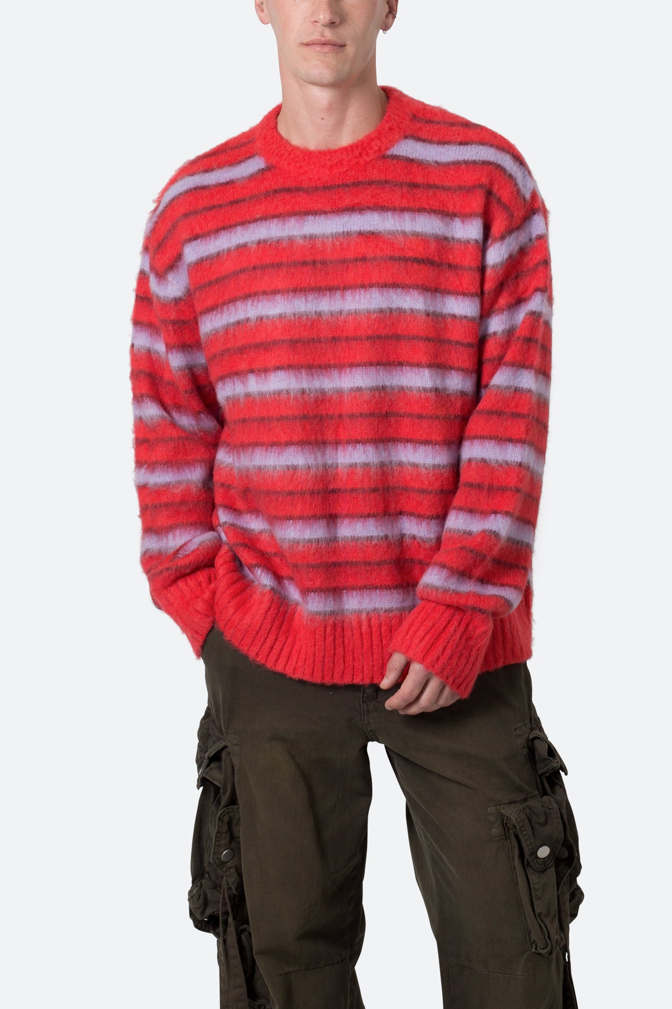 Striped Mohair Sweater | Red