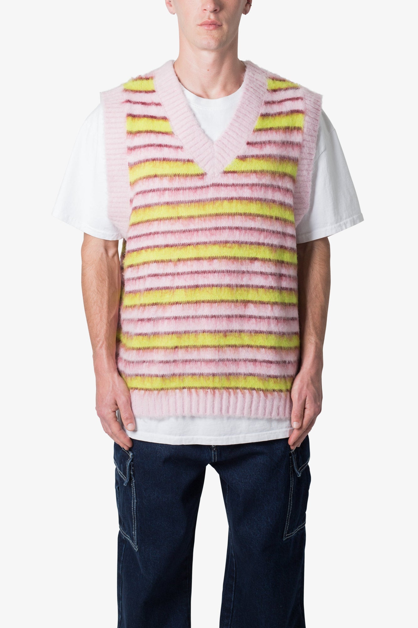 Striped Mohair Sweater Vest | Purple