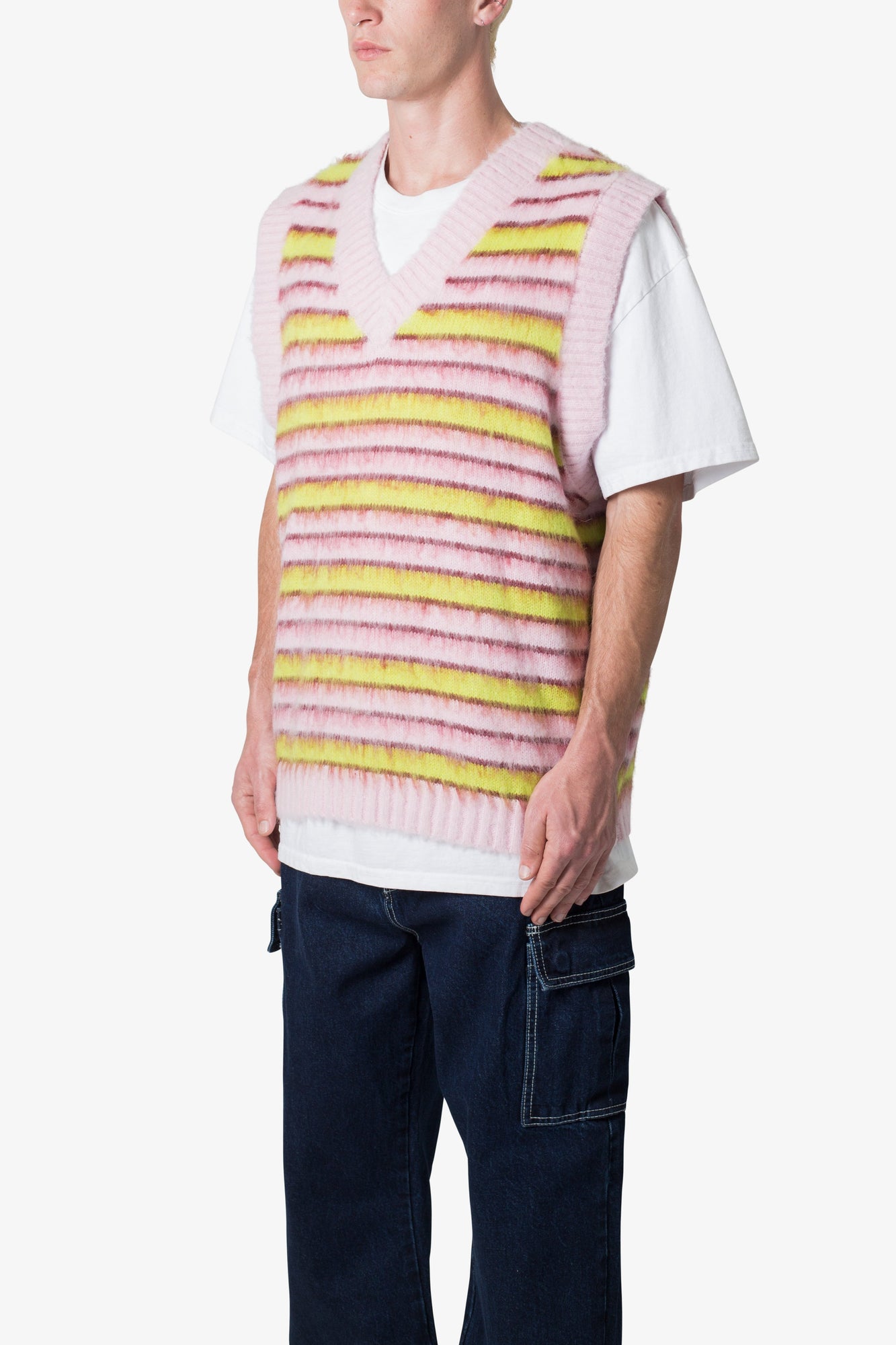 Striped Mohair Sweater Vest | Purple