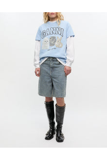 Striped Denim Shorts | Soft Chambray