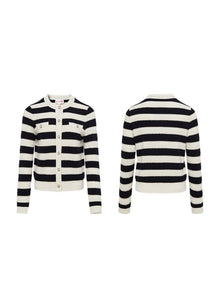 Striped Knitted Cardigan | Black
