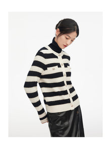 Striped Knitted Cardigan | Black