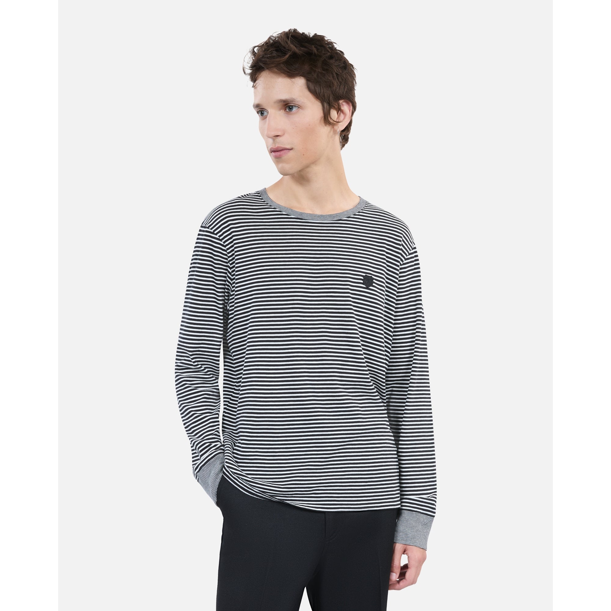 Striped Long-Sleeved T-Shirt | Men | Black x White