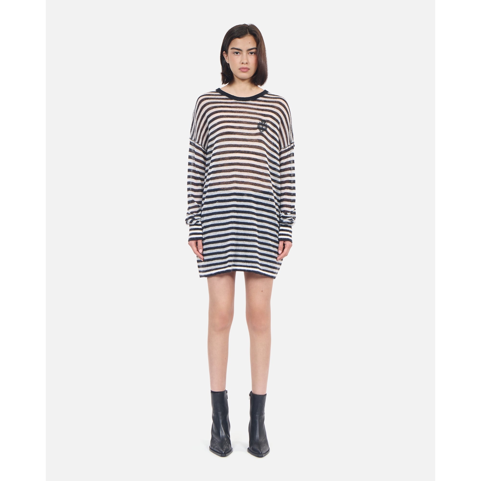 Striped Mohair And Wool Sweater | Women | Black x White