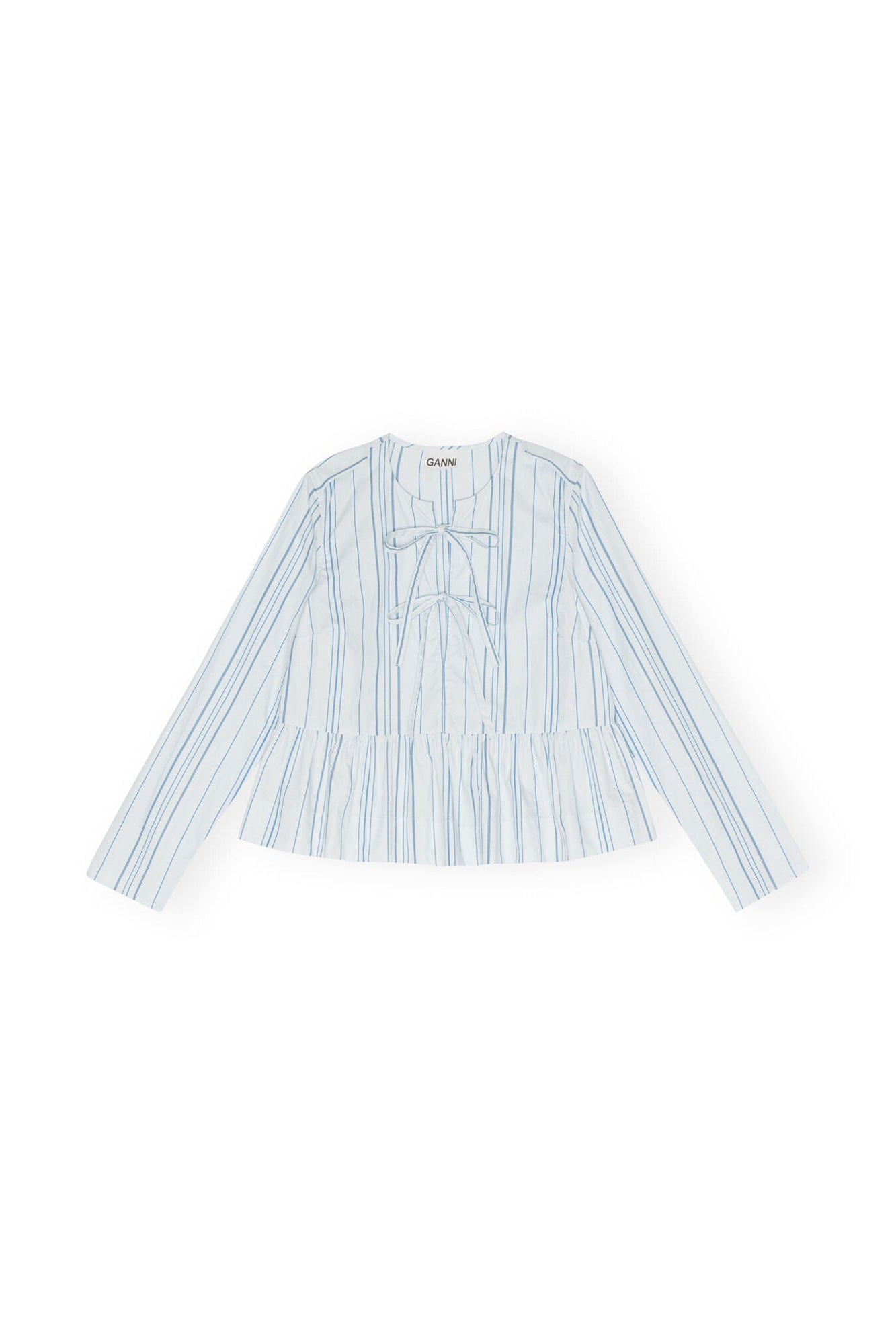 Striped Twill Peplum Blouse | Heather