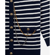 Striped Wool Cardigan | Women | White x Blue