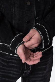 Studded Suede Denim Jacket | Black