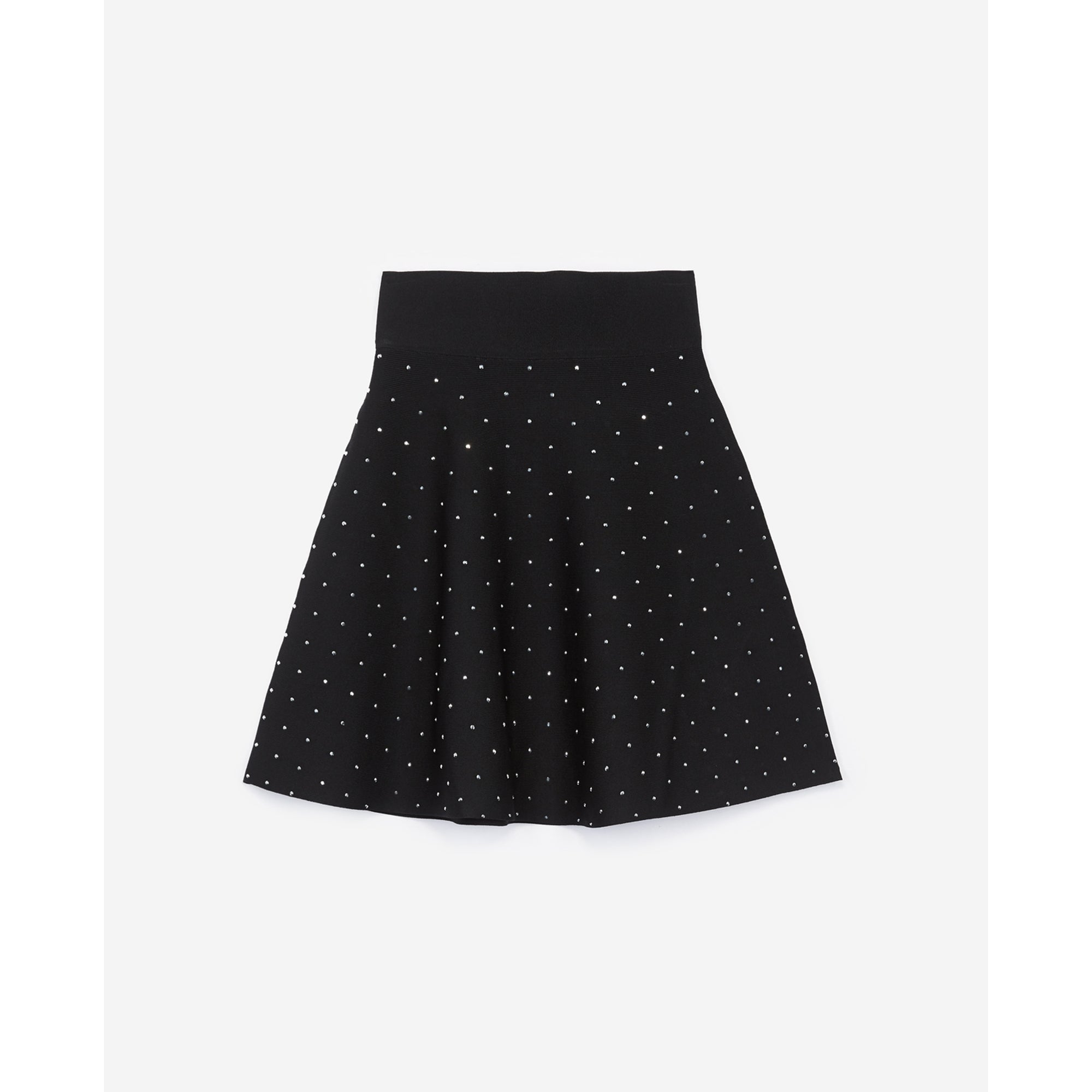 Studded Short Skirt In Stretch Fabric | Women | Black