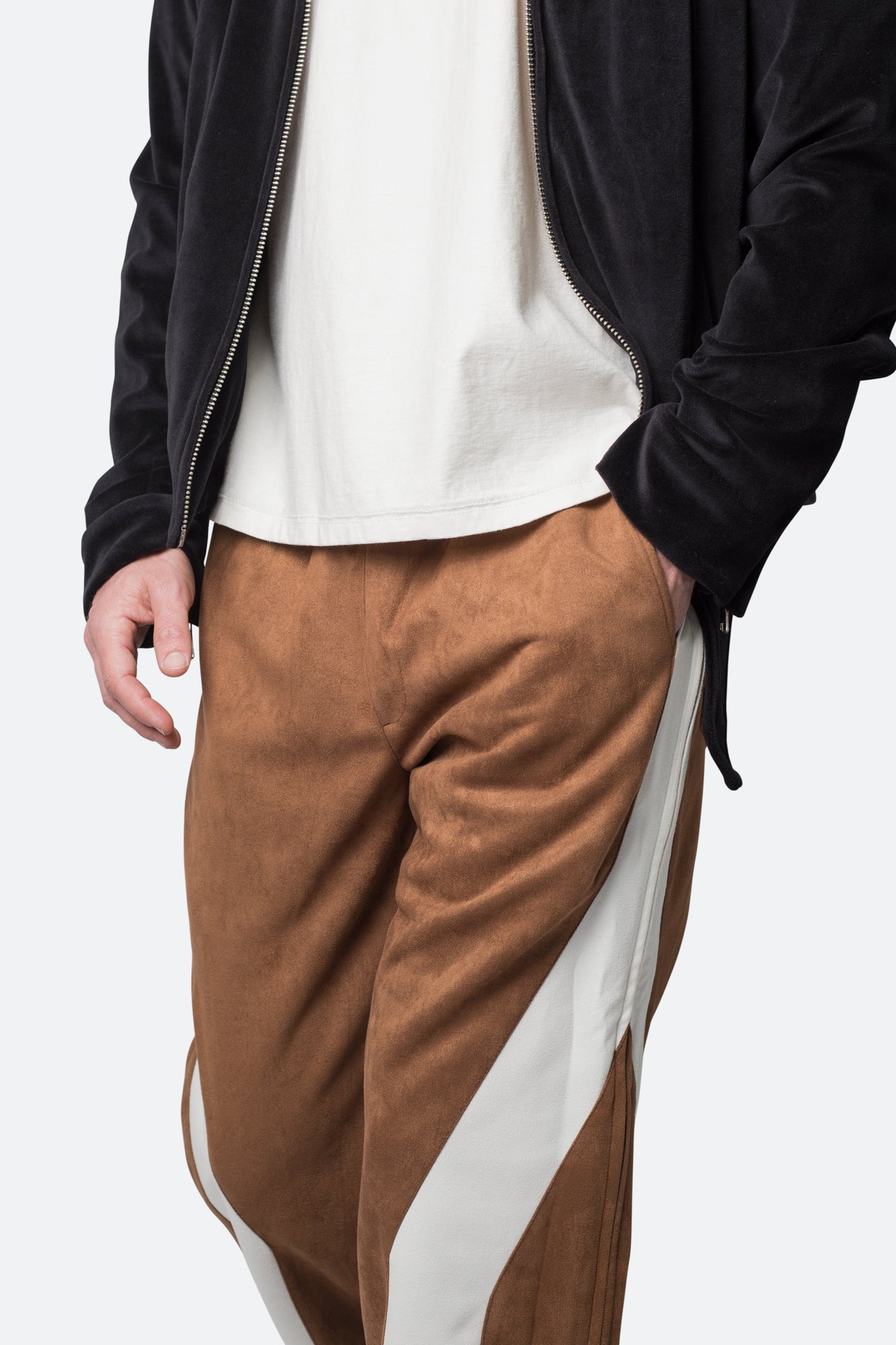 Suede Drawcord Pants | Brown