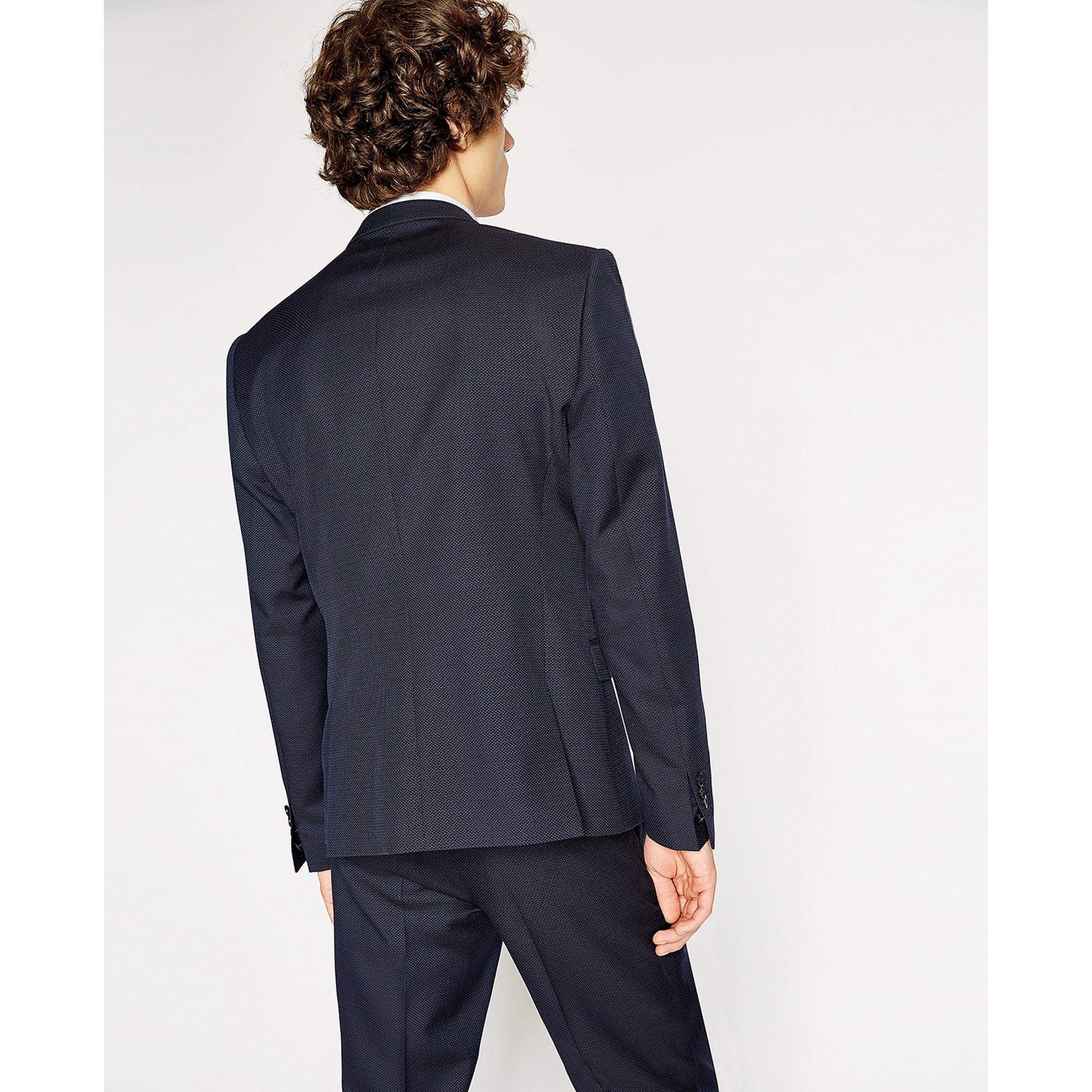 Suit Jacket With Micro-Motifs | Men | Navy x Blue