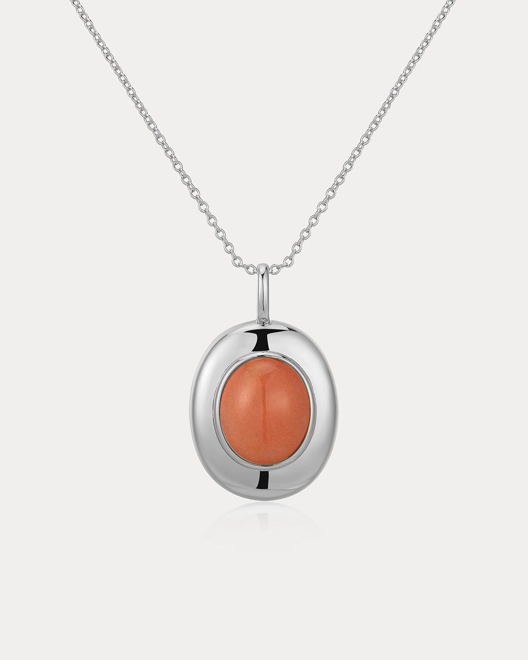 Sunset Stone Locket Necklace | Green Aventurine | Silver