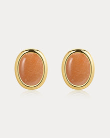 Sunset Stone Studs | Red Aventurine | Gold