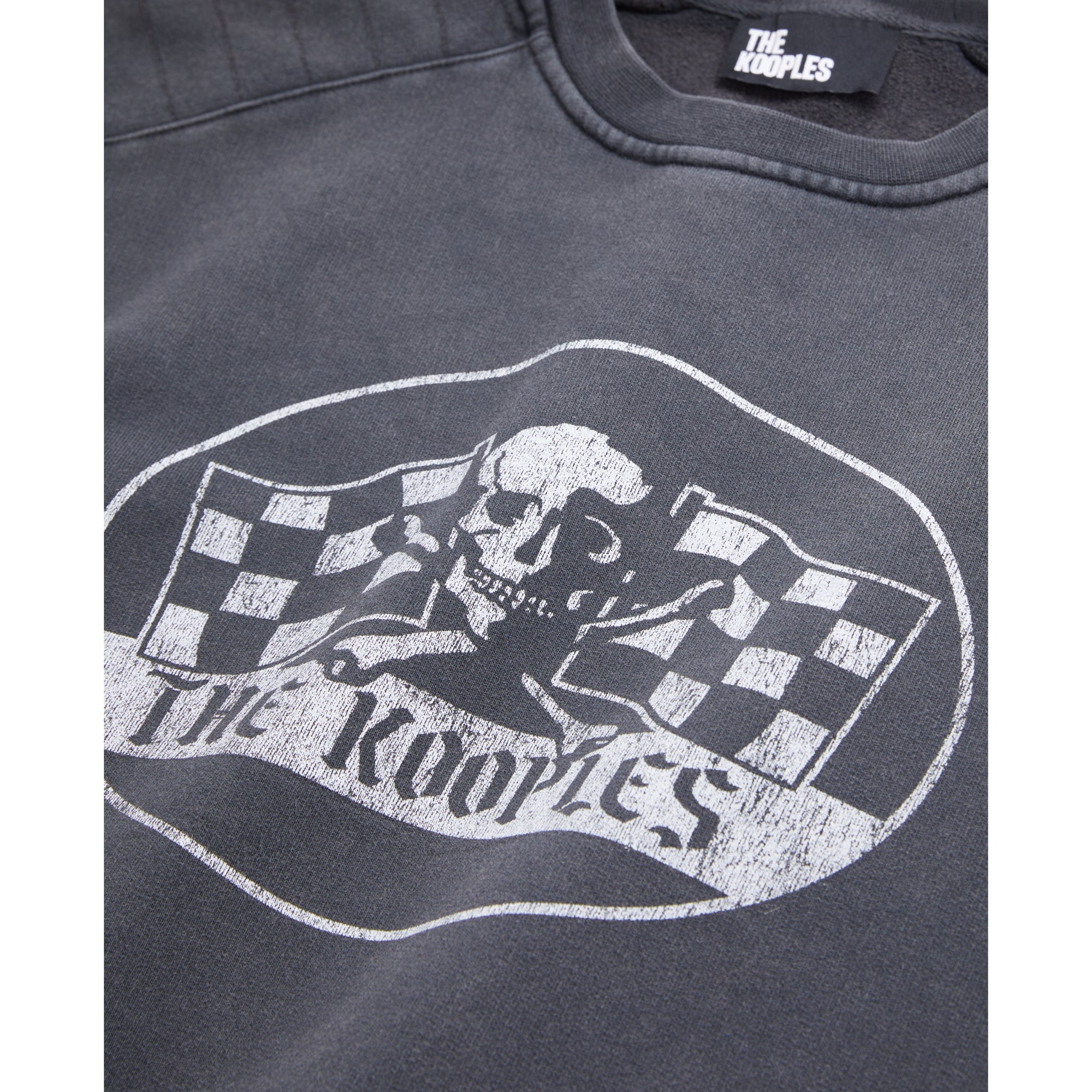 Sweatshirt With Racing Skull Serigraphy | Men | Black Washed