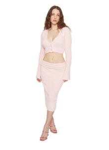 Womens | Sweet Rib Knit Midi Skirt | Light Pink