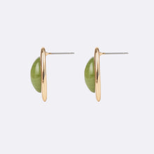Amber Honey Resin Studs Earring | Green | Gold