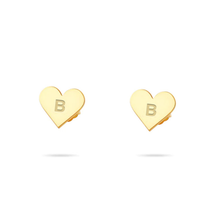 The Tiny Block Heart Initial Studs | 18KT Gold Vermeil