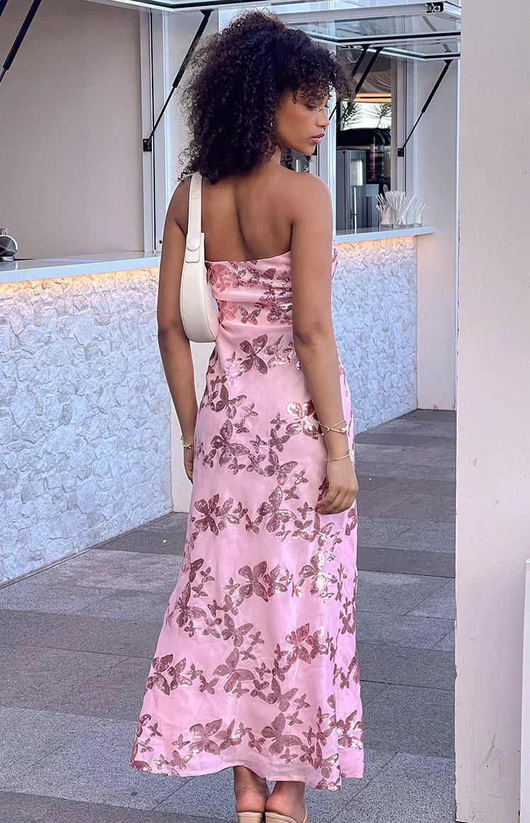 Tari Butterfly Sequin Maxi Dress | Pink