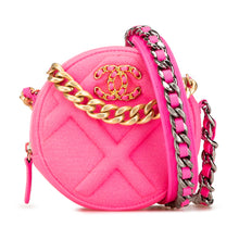 Chanel | Pre-Owned Jersey 19 Round Clutch on Chain | Pink/Hot Pink