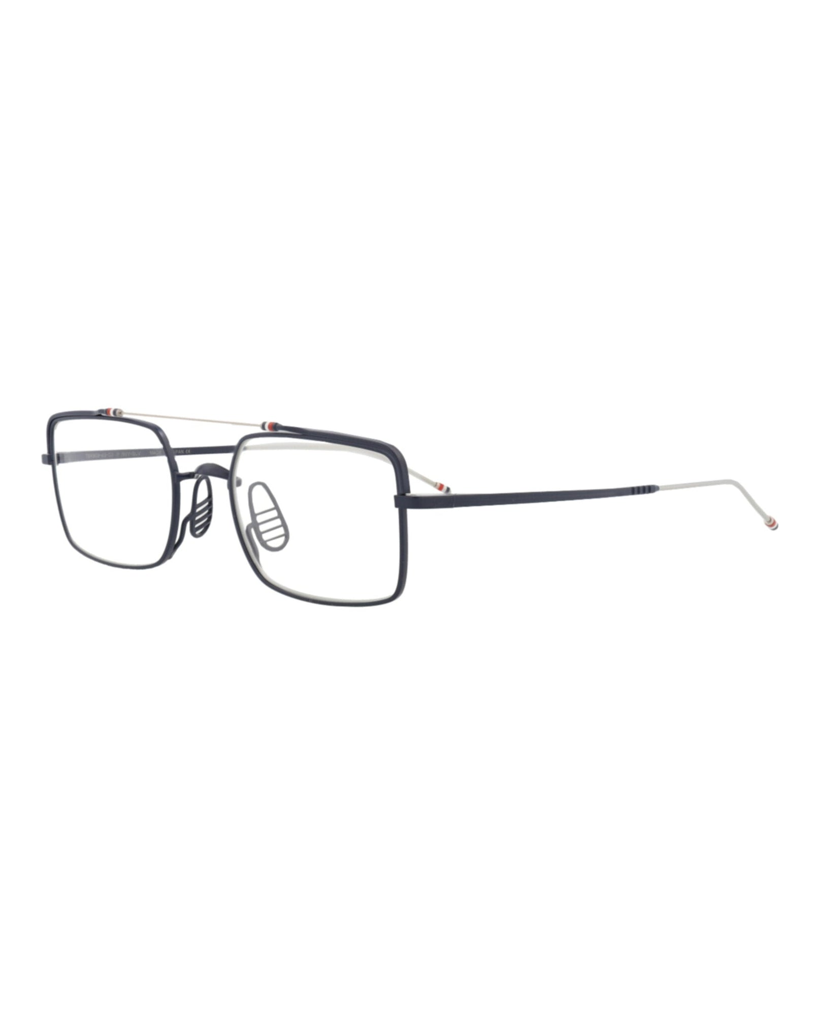 Thom Browne Square Metal Optical Frames | Navy/Silver