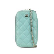 Chanel | Pre-Owned CC Quilted Caviar Zip Phone Case | Blue/Light Blue