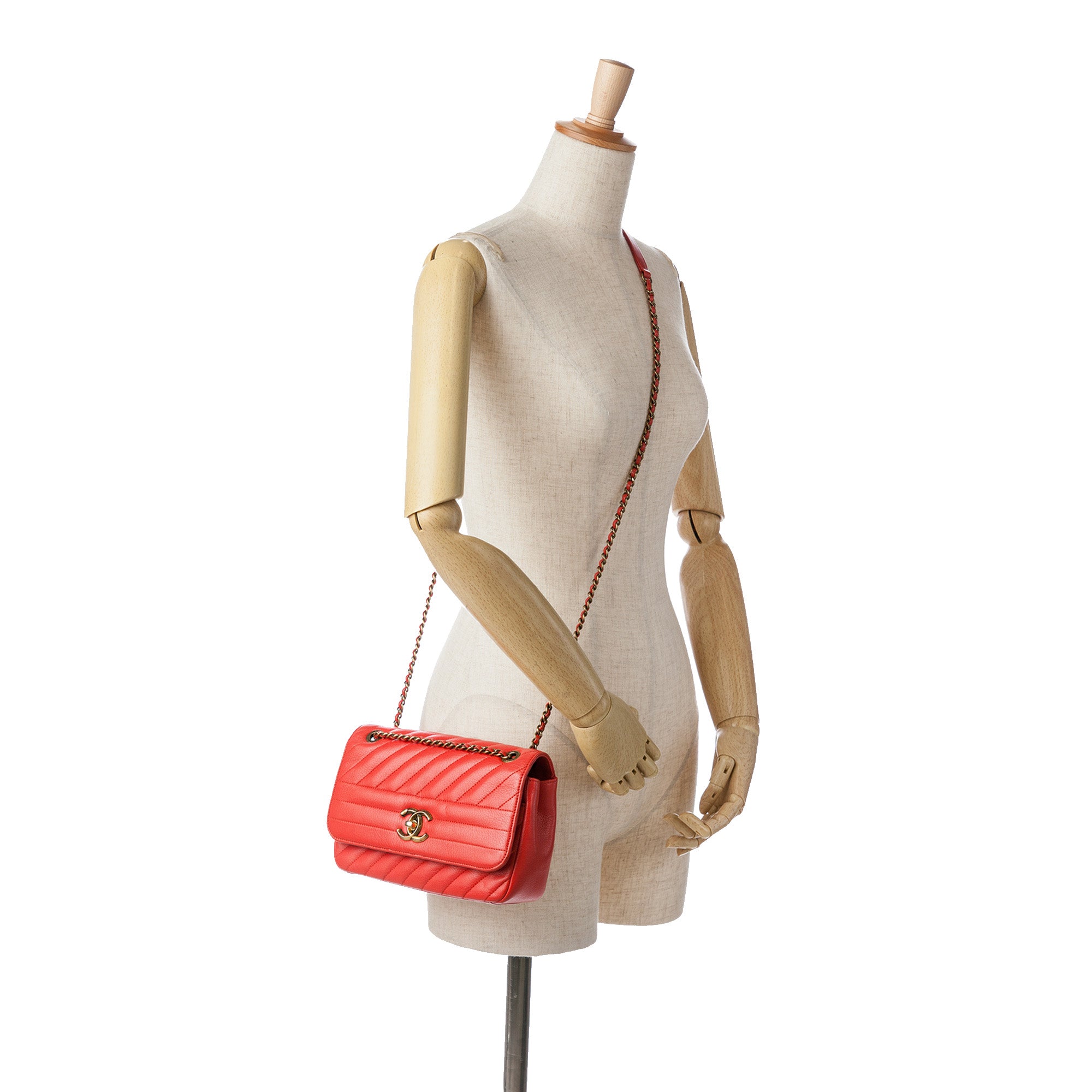 Chanel | Pre-Owned Small Diagonal Quilted Goatskin Flap | Red