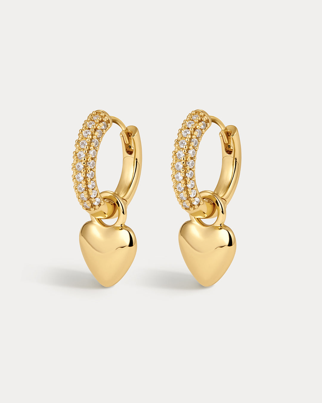 Puffy Heart Huggies | Cubic Zirconia | Gold
