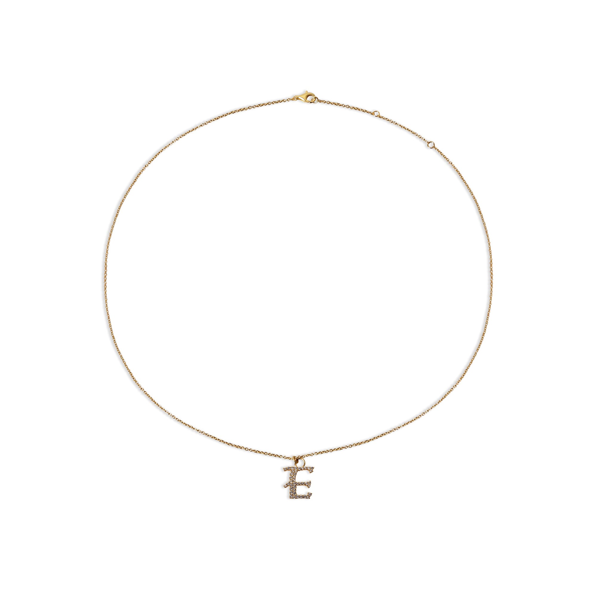 pave old english initial letter E necklace