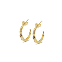 The Pave' Bamboo Hoop Earrings | Gold Vermeil & Sterling Silver