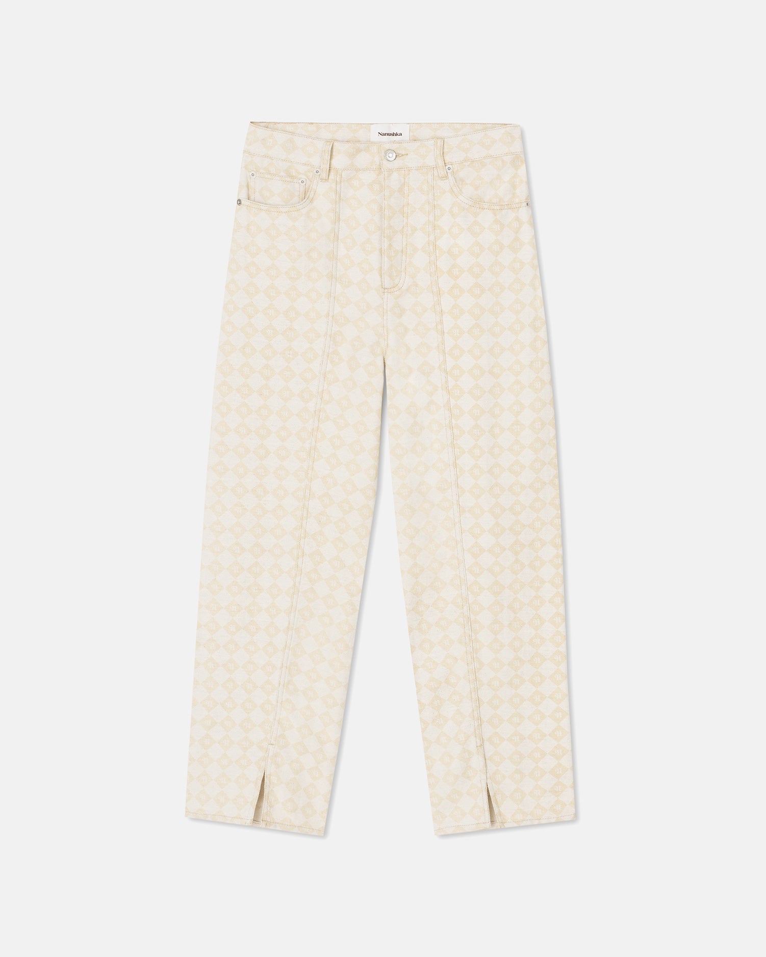 Mens | Tibes Split Hem Trousers | Natural Monogram