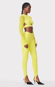 Variegated Rib Stirrup Leggings | Chartreuse