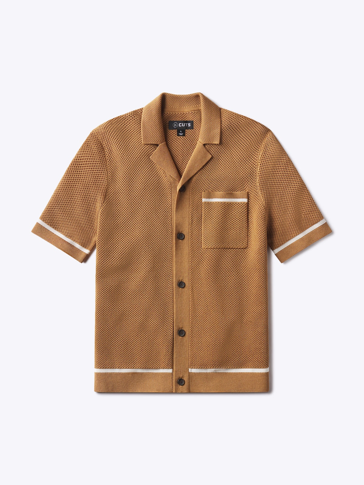 Mens | Portofino Crochet Classic-Fit Button Up | Toasted Almond