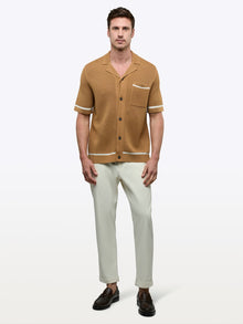 Mens | Portofino Crochet Classic-Fit Button Up | Toasted Almond