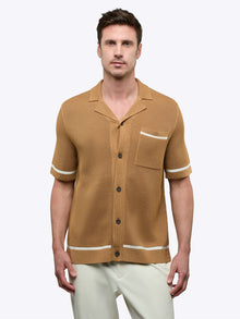 Mens | Portofino Crochet Classic-Fit Button Up | Toasted Almond
