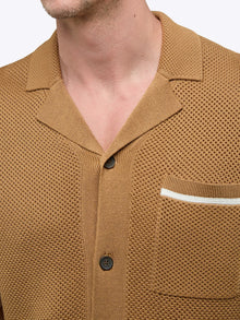 Mens | Portofino Crochet Classic-Fit Button Up | Toasted Almond