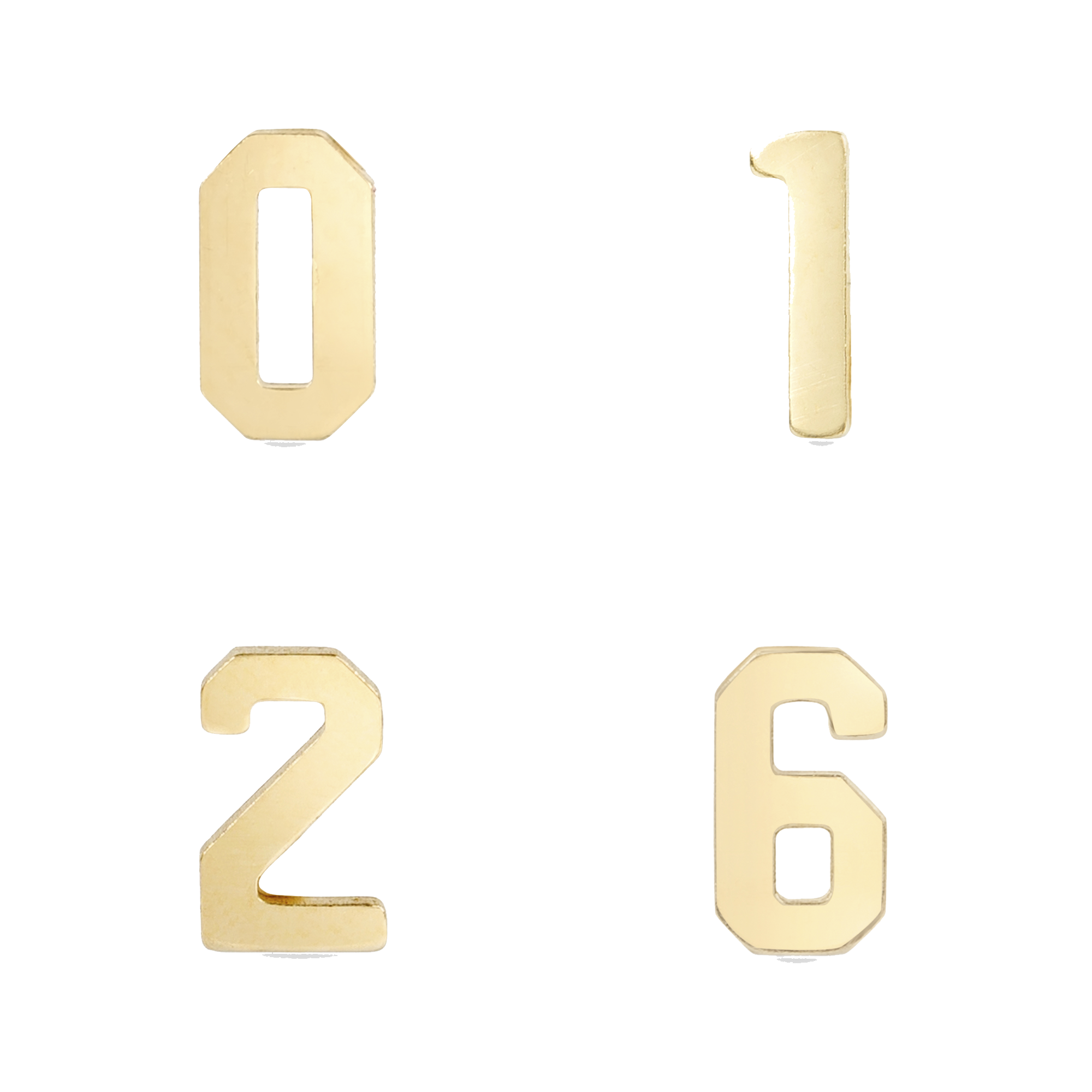 Number Earring | 14K Yellow Gold