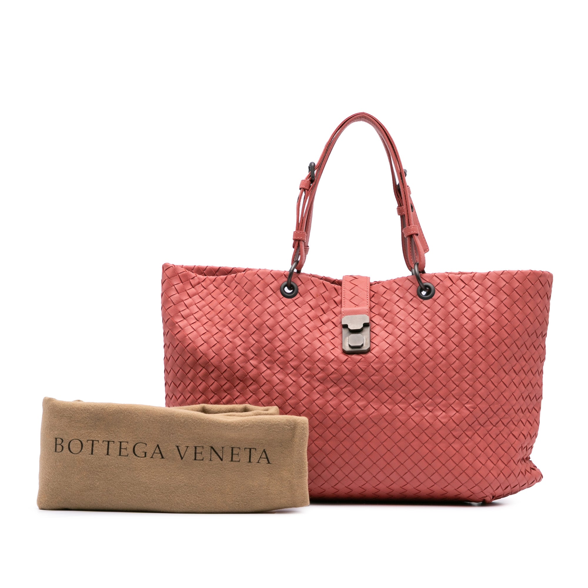 Bottega Veneta | Pre-Owned Medium Nappa Intrecciato Capri Tote | Red/Indian Red