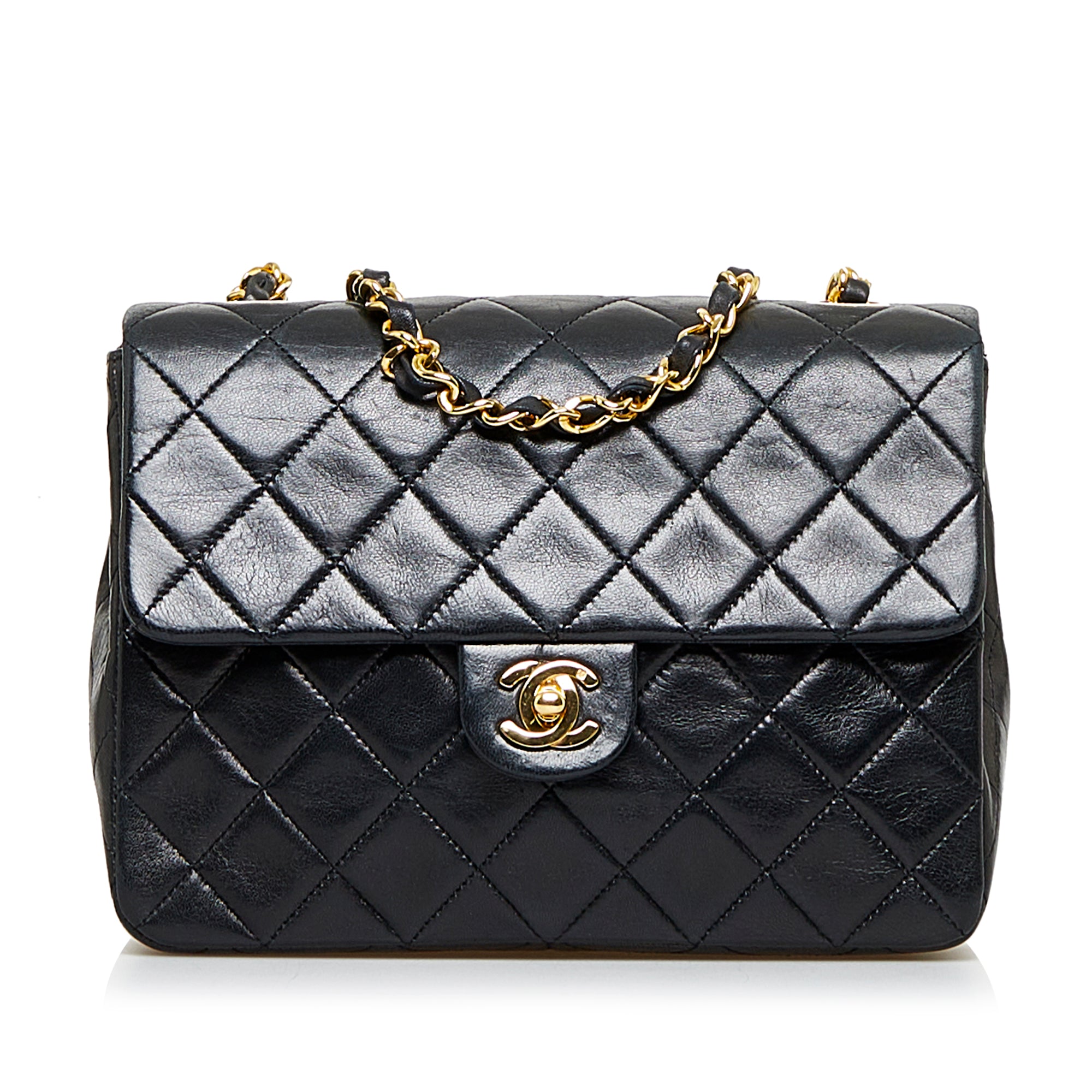 Chanel Pre-Owned Mini Square Quilted Lambskin Single Flap | Women | Black