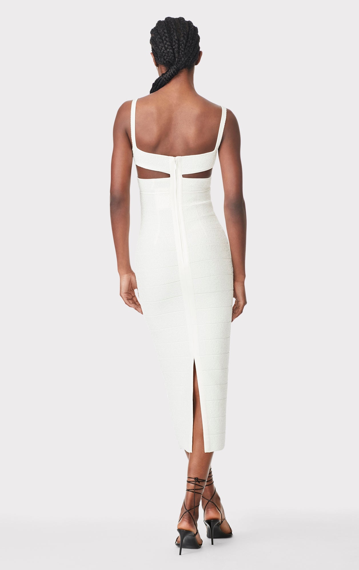 Textured Sheer Cut Out Midi Dress | Alabaster