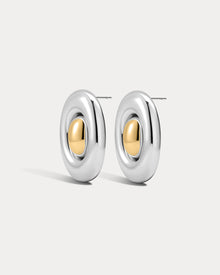 The Two-Tone Chrome Orb Statement Studs | Silver/Gold