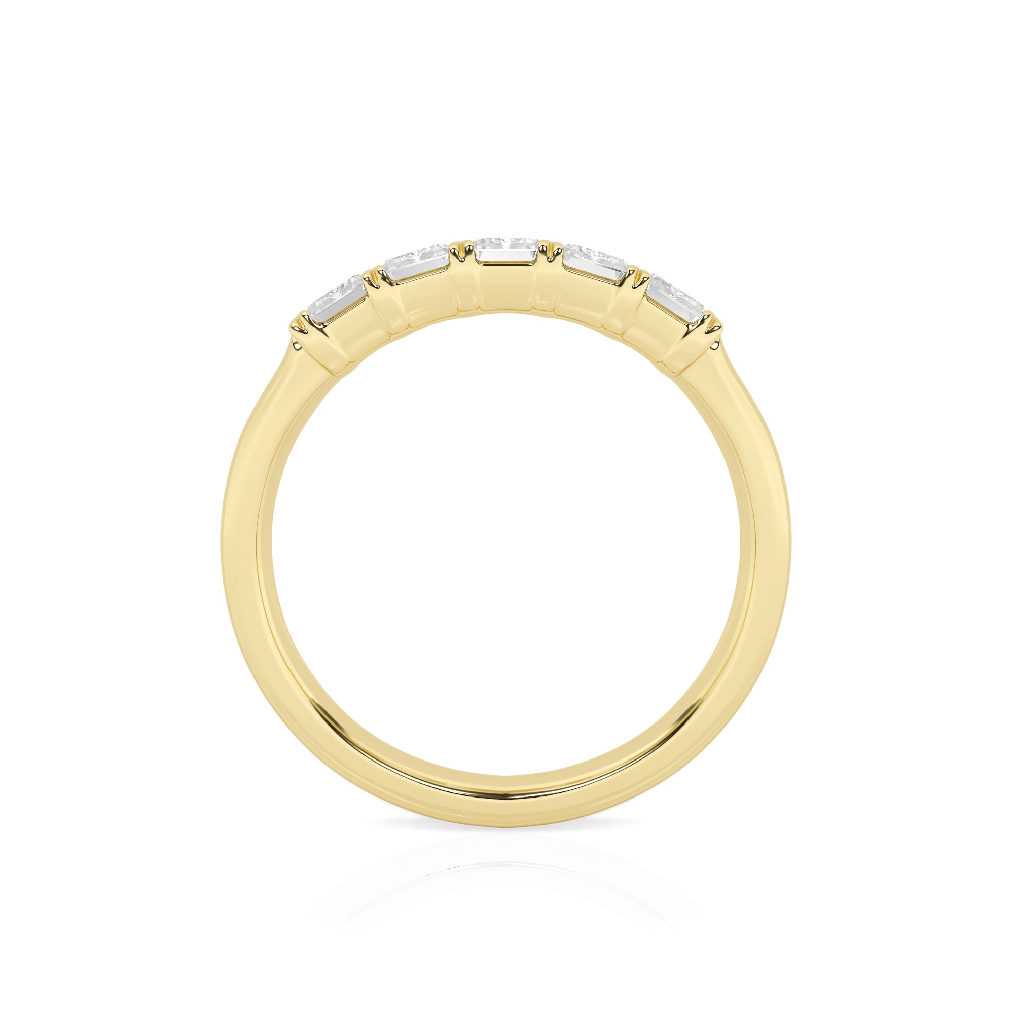 1.00 CT Emerald Lab-Grown Diamond | Five Stone Anniversary Wedding Band Ring | 14K Yellow Gold | G Color | VS Clarity