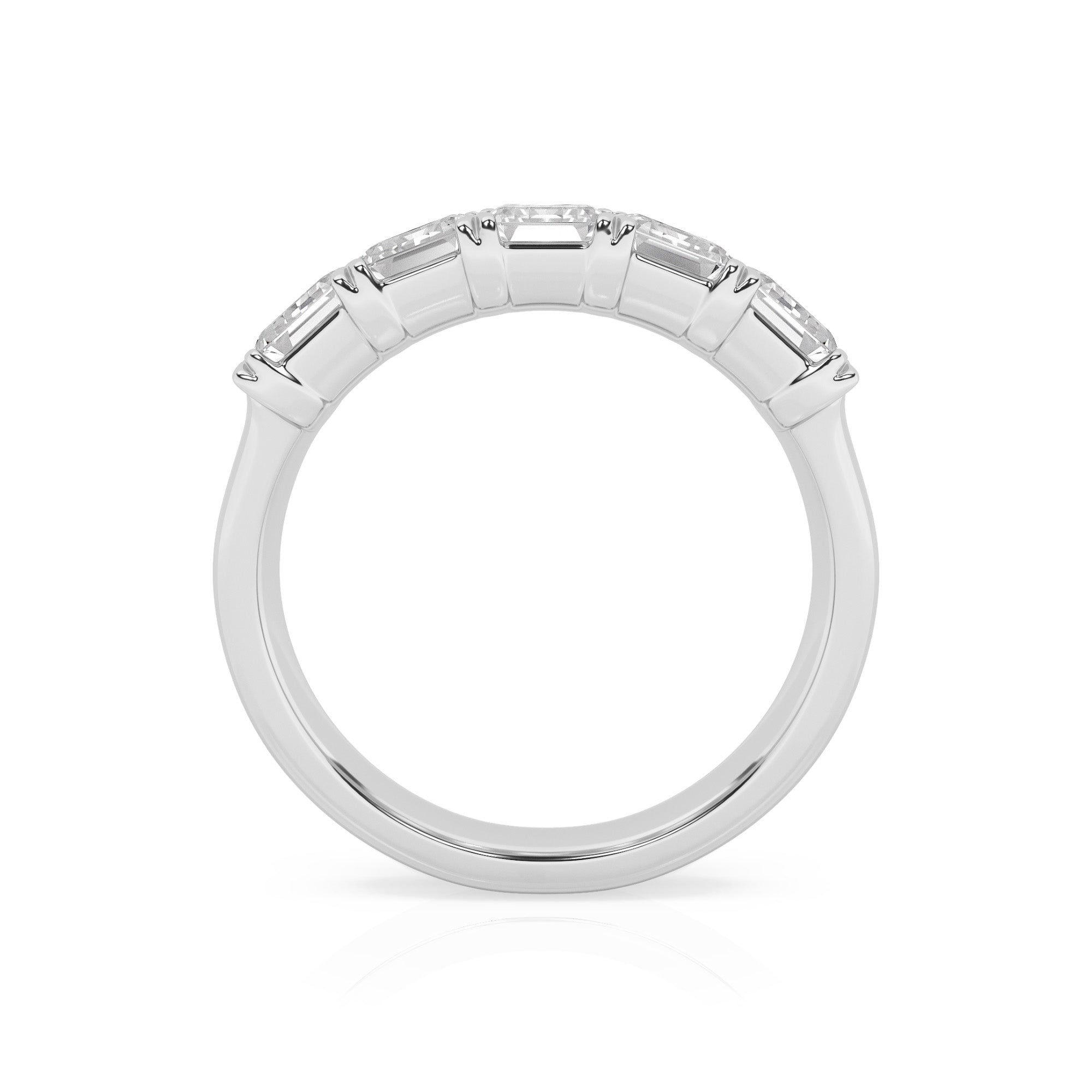 3.00 CT Emerald Lab-Grown Diamond | Five Stone Anniversary Wedding Band Ring | 14K White Gold | G Color | VS Clarity